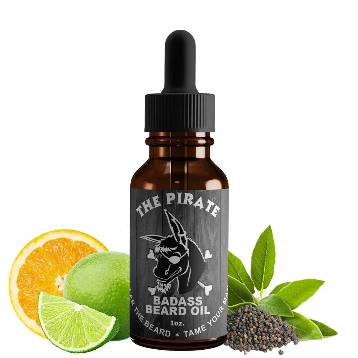 Badass Beard Care Oil For Men - The Pirate Scent, 1 oz - All Natural Ingredients, Keeps Beard and Mustache Full, Soft and Healthy