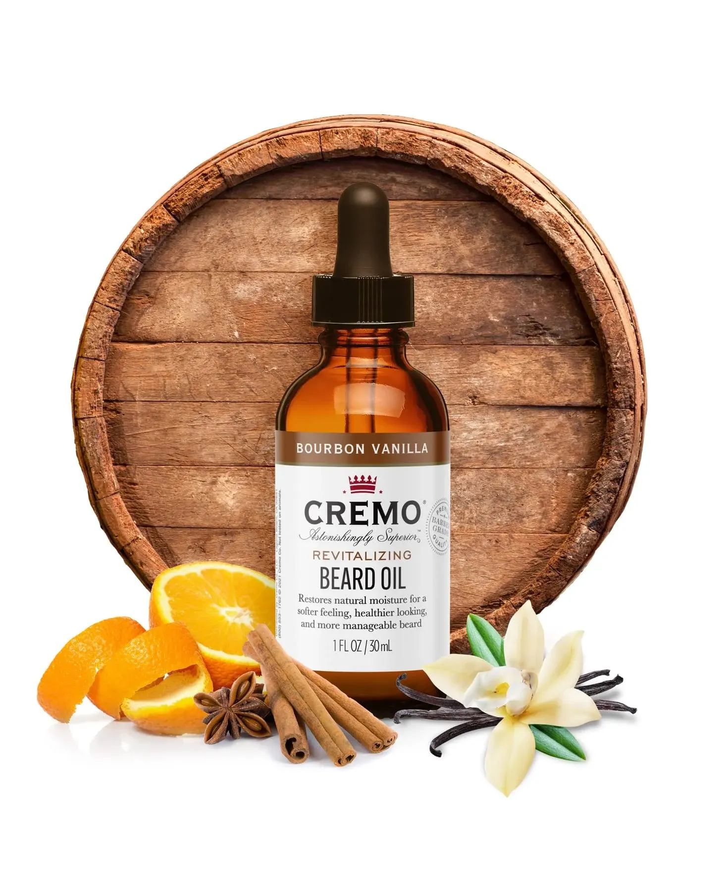 Cremo Revitalizing Beard Oil BOURBON VANILLA BLEND 1 fl oz NEW