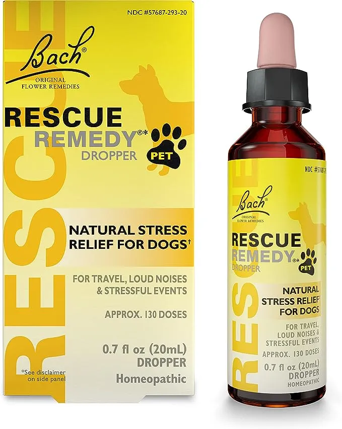 Bach RESCUE REMEDY PET Dog Dropper 20mL, Natural Calming Drops for Dogs & Puppies