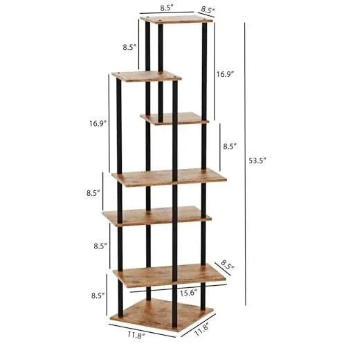 53" Tall Plant Stand Indoor, 7-Tier Modern Plant Shelf, Corner Flower Pot Holder Organizer for Living Room Balcony Patio Garden, Rustic Brown