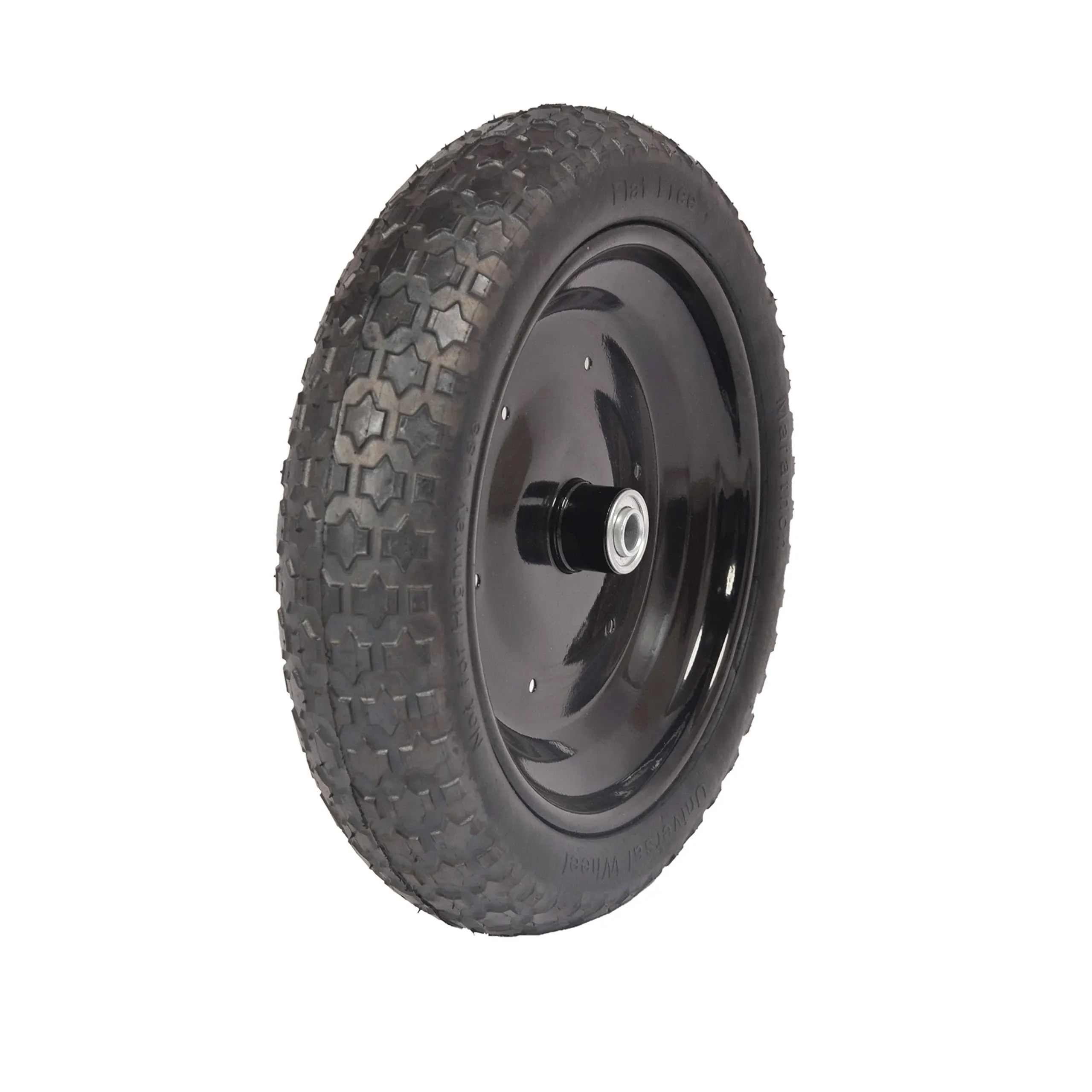 Universal Fit 20265 Pneumatic (Air-Filled) Wheelbarrow Tire 3" Centered Hub 5/8" Nylon Bushing with Spacer Kit Included, Color