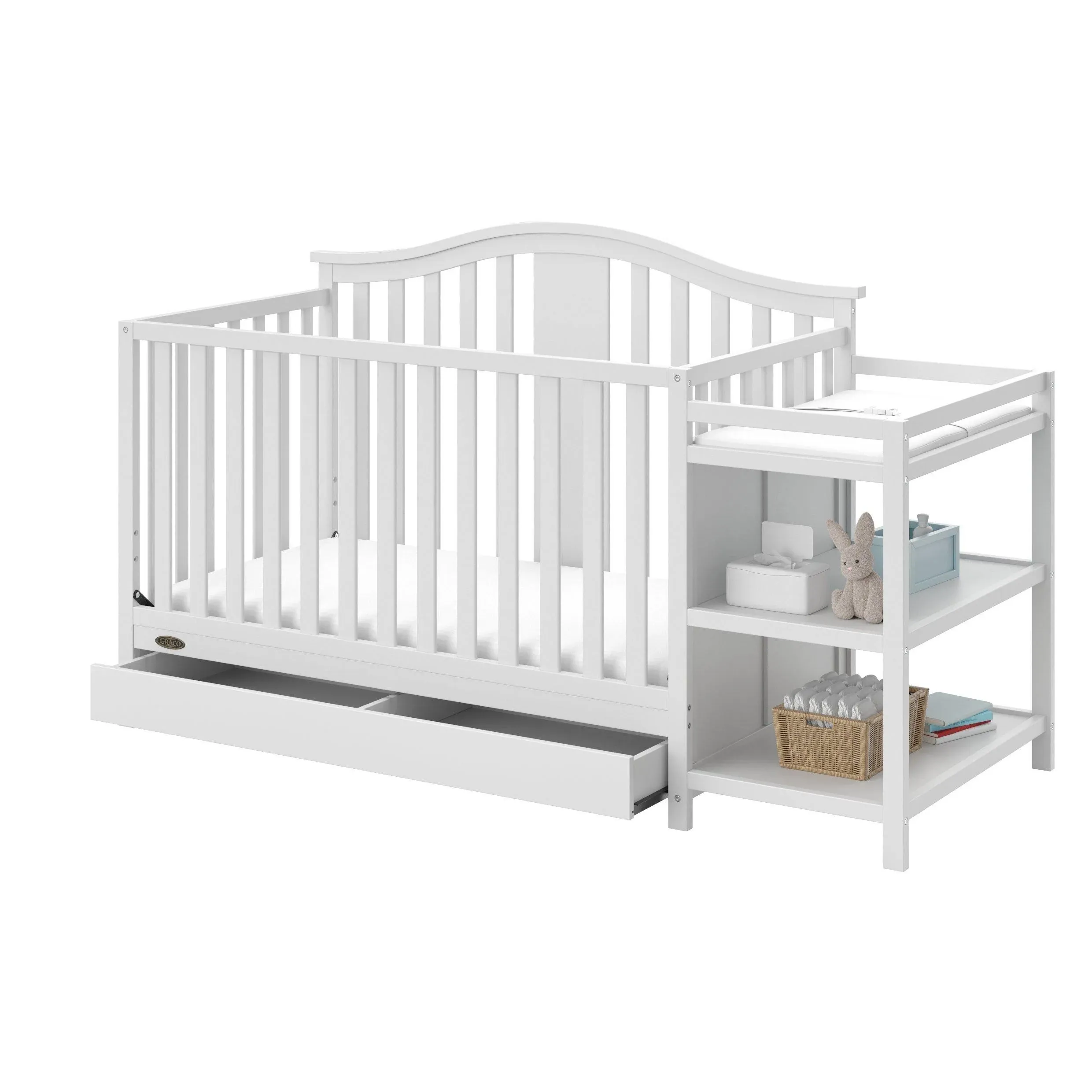 Graco Solano 4-in-1 Convertible Crib with Drawer (Espresso) – GREENGUARD Gold Certified, Crib with Drawer Combo, Includes Full-Size Nursery Storage Drawer, Converts to Toddler Bed and Full-Size Bed