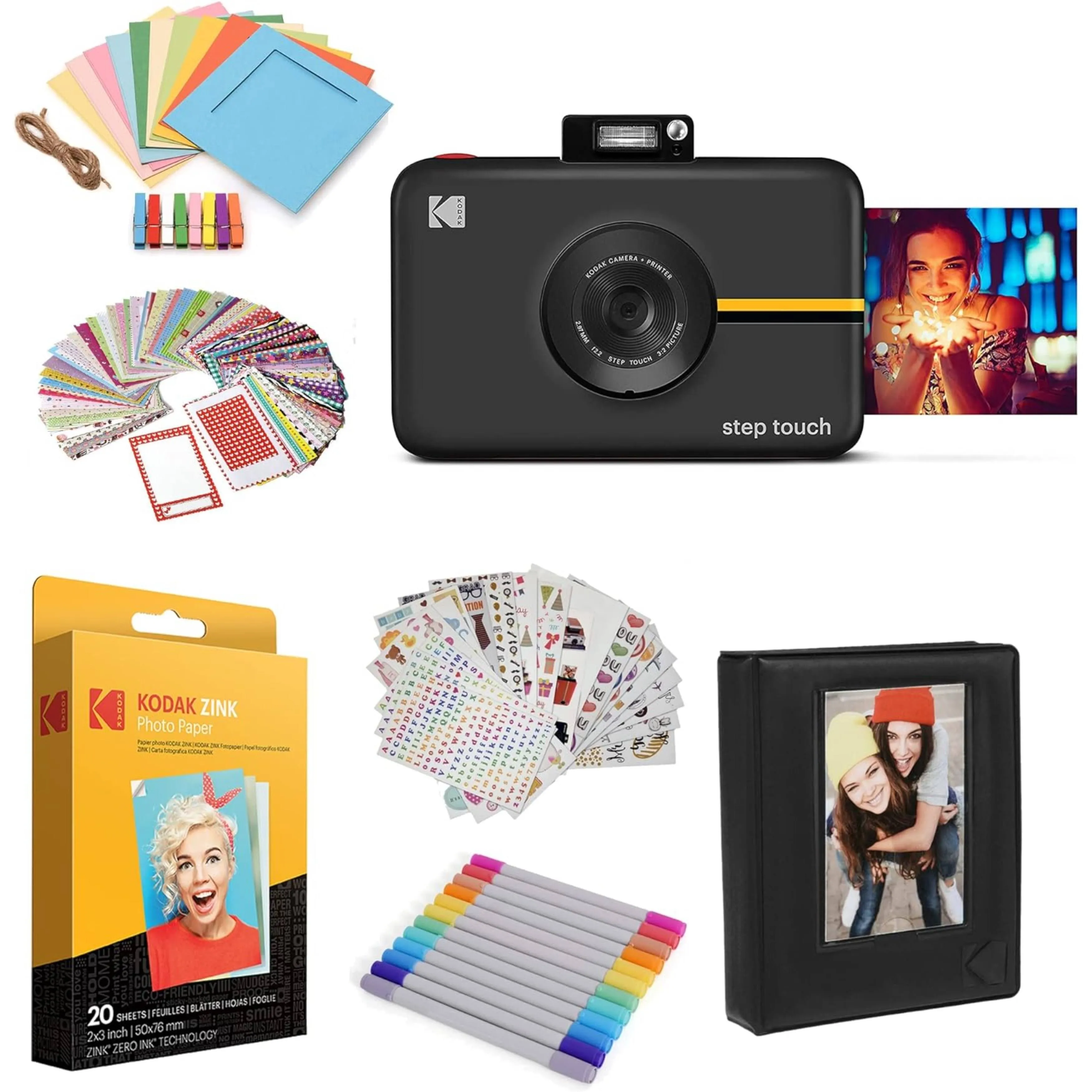 Kodak Step Touch 13MP Instant Camera (Black) with 3.5” LCD Touchscreen Display and Starter Bundle