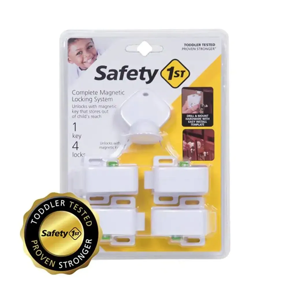 Safety 1st Magnetic 4 Tot Locks Deluxe System Set + 1 Key HS132 NEW SEALED