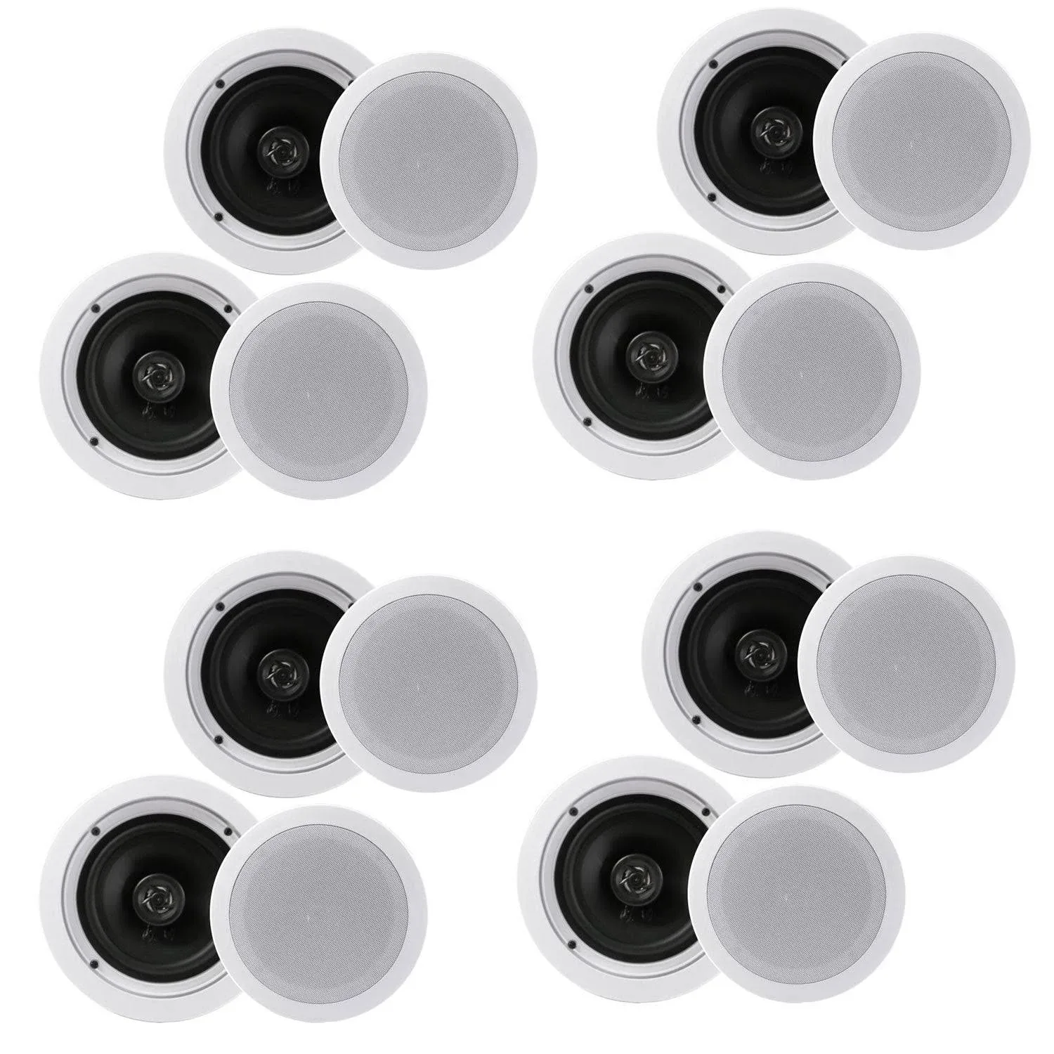 Pyle Pair 6.5” Flush Mount In-wall In-ceiling 2-Way Home Speaker System Spring Loaded Quick Connections Dual Polypropylene Cone Polymer Tweeter Stereo Sound 200 Watts (PDIC1661RD)