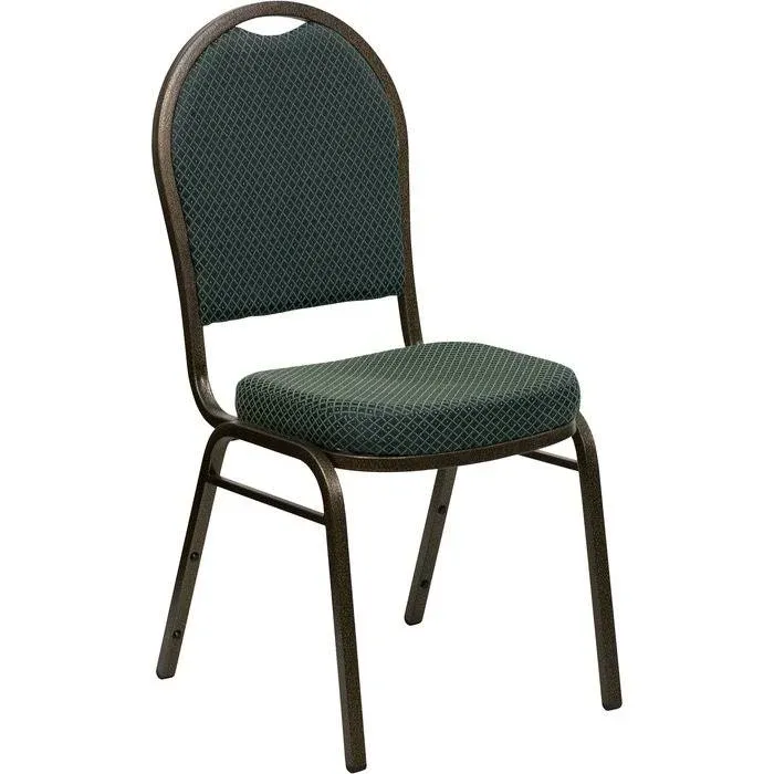 Flash Furniture HERCULES Series Dome Back Stacking Banquet Chair in Green Patterned Fabric - Gold Vein Frame