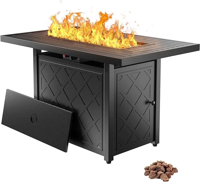 YITAHOME 43 Inch Propane Fire Pit Table, 50,000 BTU Gas Fire Pit with Ignition S