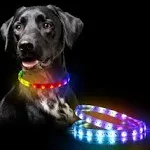 LED Dog Collar - Color Changeable Light Up Dog Collars USB Rechargeable,15 Light Effects Glow in The Dark Collar Weatherproof Fits for Small Medium Large Dog,Keep Your Pets Seen Safety High Visibility