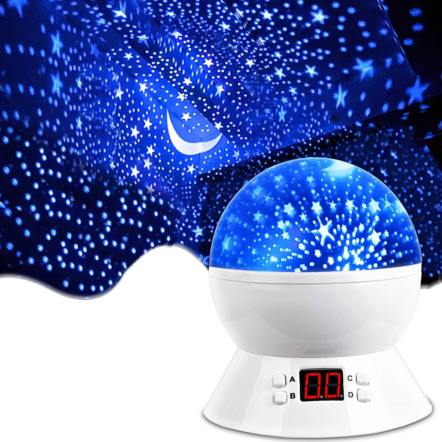 MOKOQI Star Projector Night Lights for Kids with Timer, Gifts for 1-14 Year Old Girl and Boy, Room Lights for Kids Glow in The Dark Stars and Moon can Make Child Sleep Peacefully and Best Gift-White