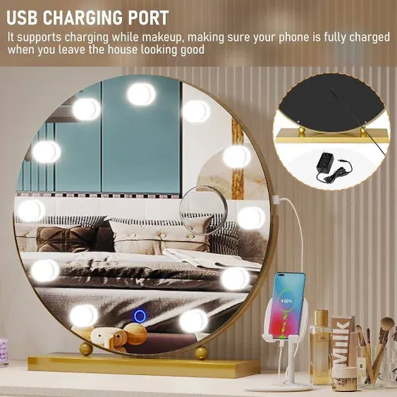 LVSOMT Hollywood Vanity Makeup Mirror with Lights, 5X Magnification, 3 Color ...