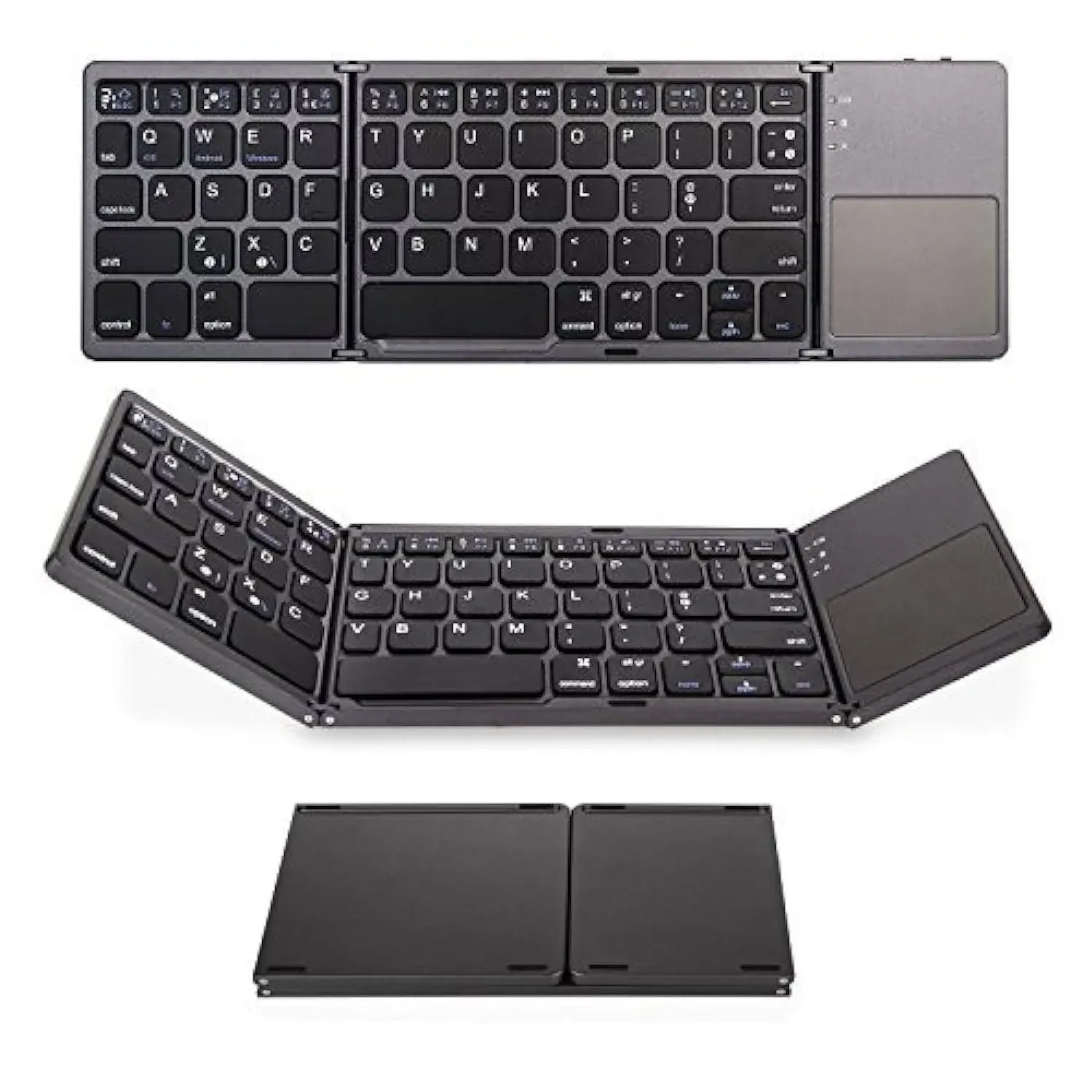 Ikos Foldable Bluetooth Wireless Portable Keyboard with Touchpad Rechargeable Full Size Ultra Slim Folding Mini Keyboard for iPhone iPad Mini/Pro