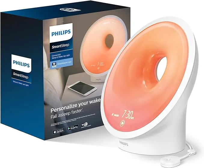 Philips SmartSleep Connected Sleep and Wake-Up Light, Personalized Sunrise and Sunset, SleepMapper App Enabled, Sleep Environment Tracking, HF3670/60