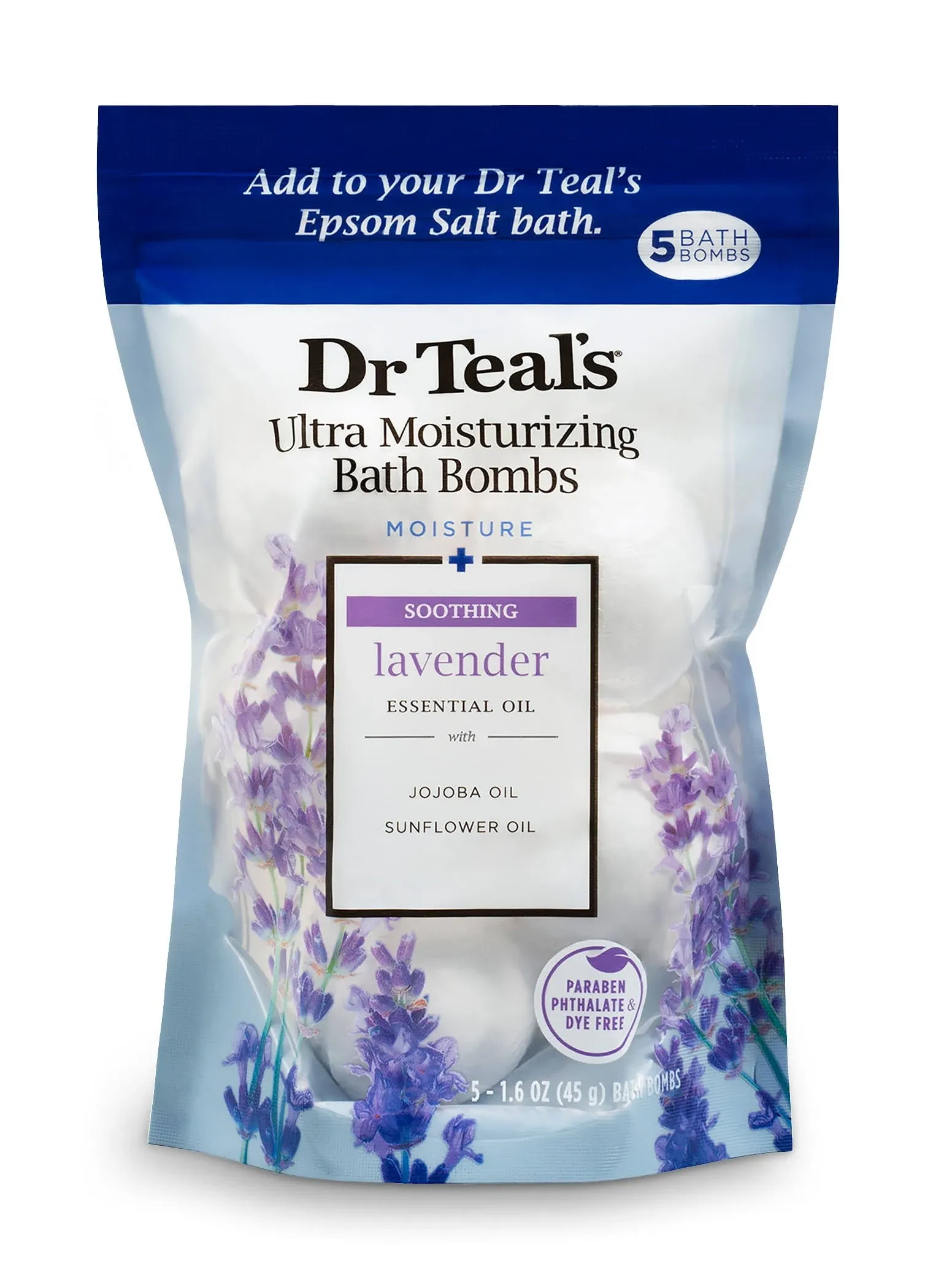 Dr Teal's Ultra Moisturizing Bath Bombs Five 1.6 oz Soothing Lavender Oils