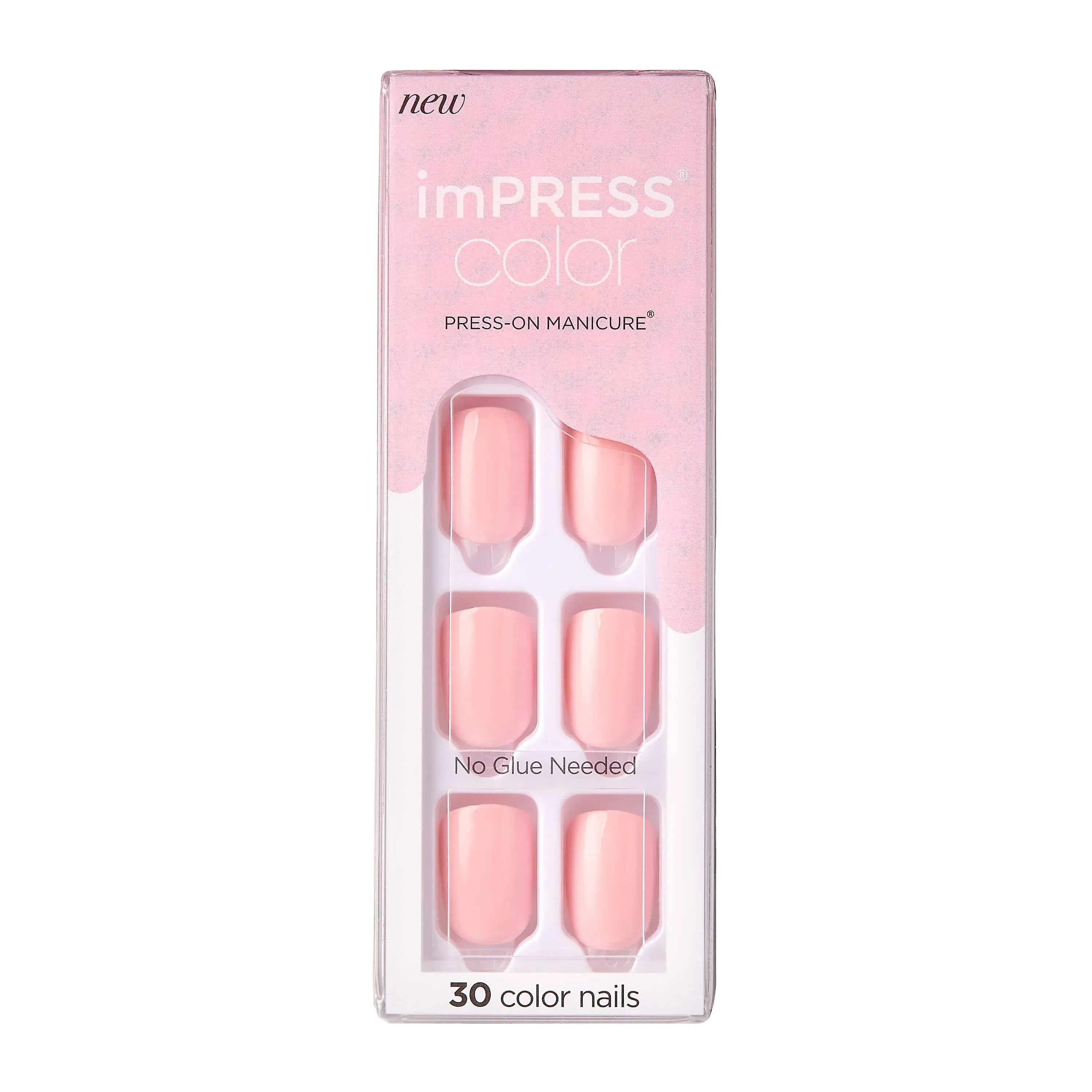 Impress color press-on manicure, pick me pink, short