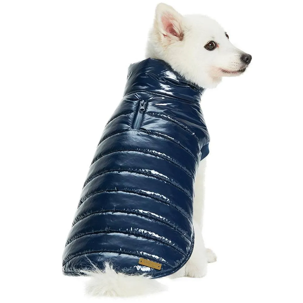 Blueberry Pet Cozy &amp; Comfy Windproof Lightweight Quilted Fall Winter Glossy D...