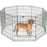 Pet Adobe 8-Panel Folding Metal Pet Playpen – Black