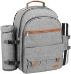 $129 NEW Sunflora Picnic Backpack Set for 4 Picnic Basket Insulated Beige