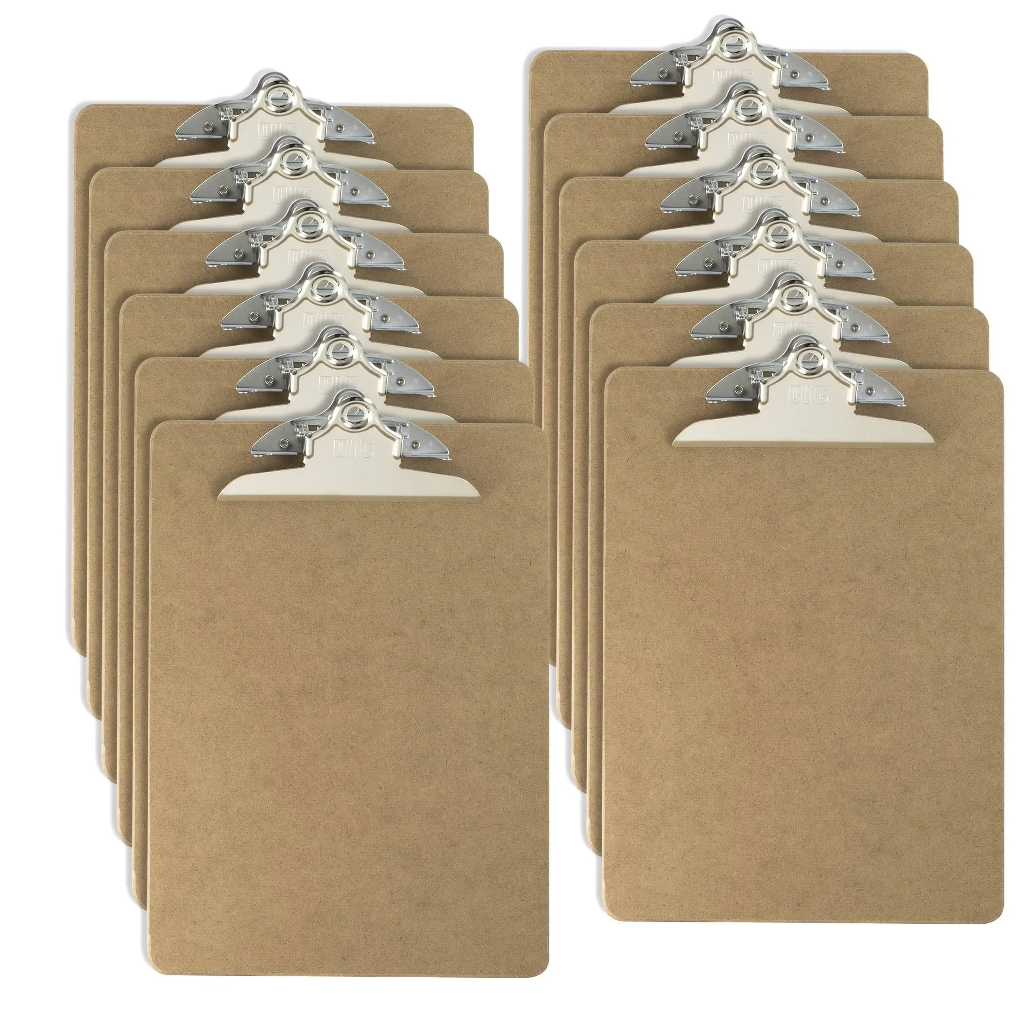 Officemate Recycled Wood Clipboards, 6 Inch Clip, 12 Pack Clipboards, Letter Size (9 x 12.5 Inches), Brown (83712)