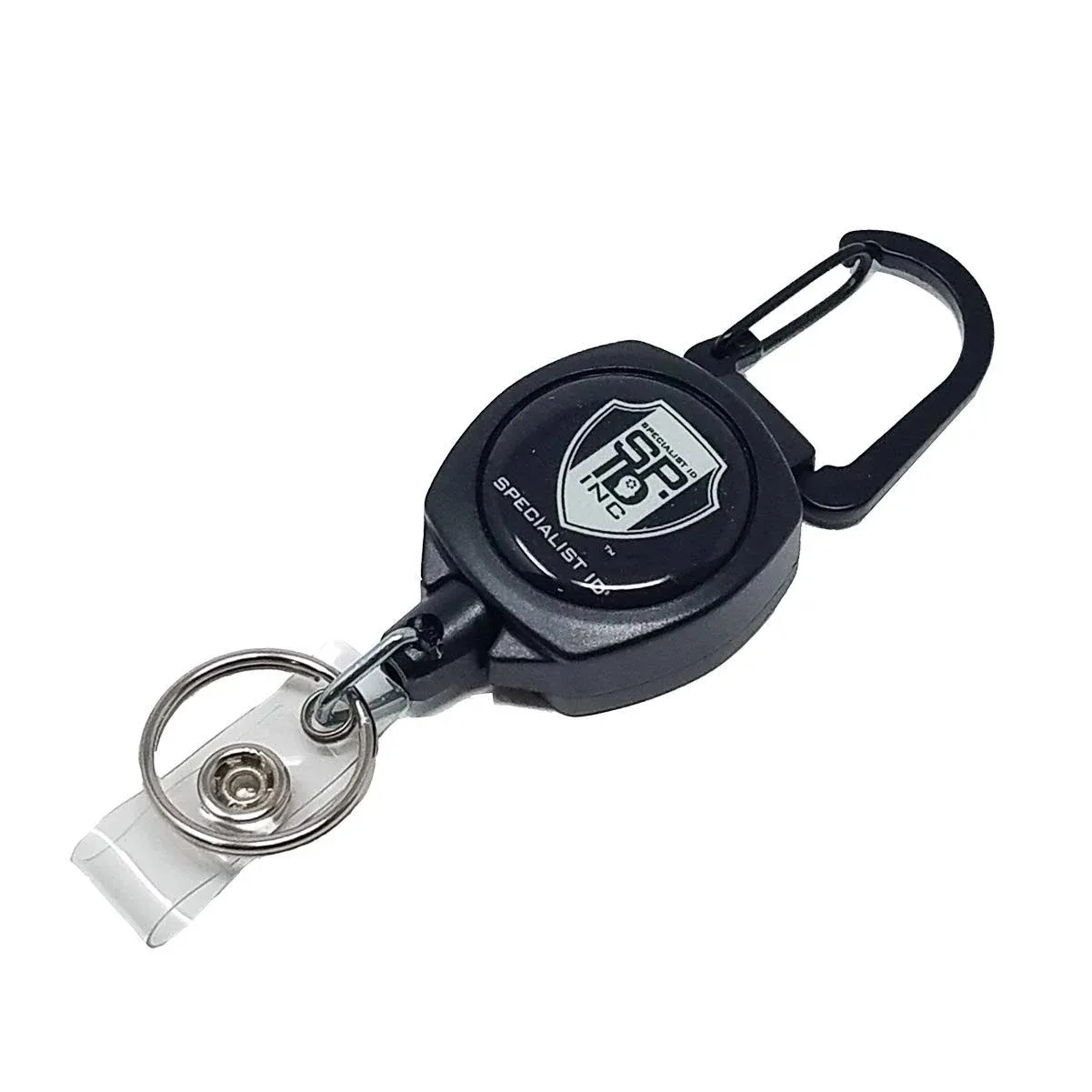 Heavy Duty Retractable Badge Reel with ID Holder Strap & Keychain - Strong Sidekick Carabiner Belt Loop Clip - Retracting Lanyard with Kevlar Cord