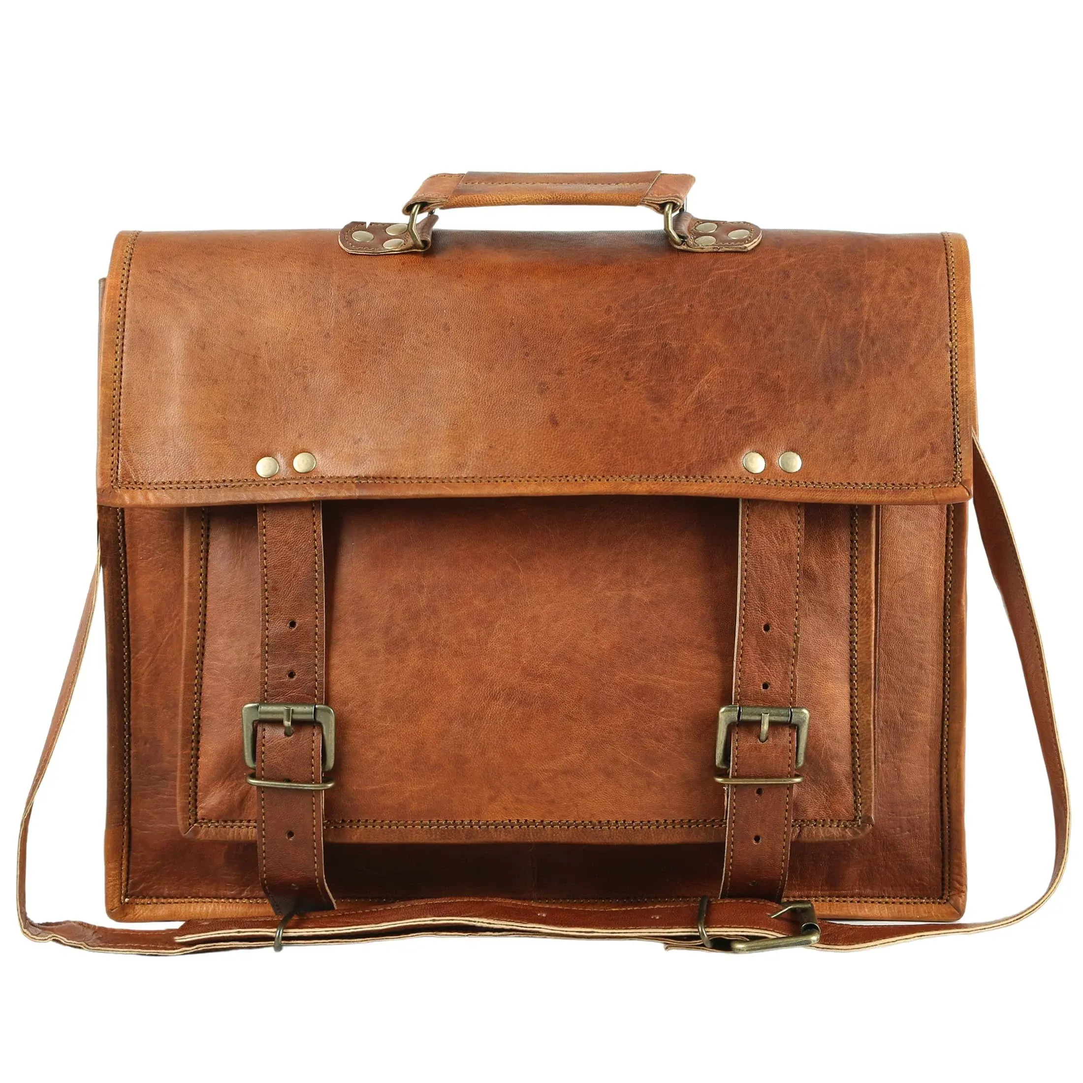 Vintage Leather Messenger Satchel Laptop Briefcase Computer Bag for men &amp; women7