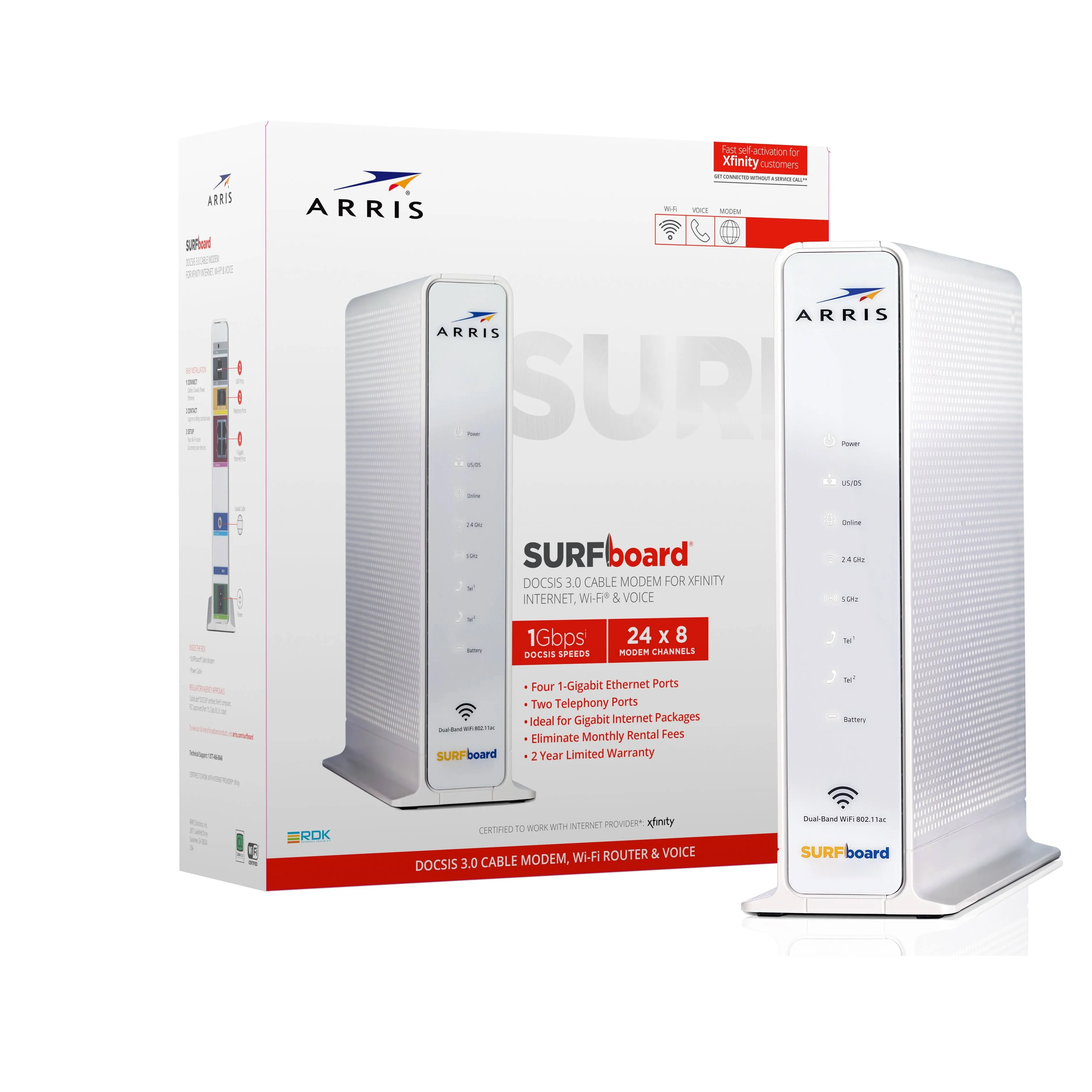 ARRIS Svg2482ac Surfboard Docsis 3.0 Cable/Voice Modem & Wi-Fi Router