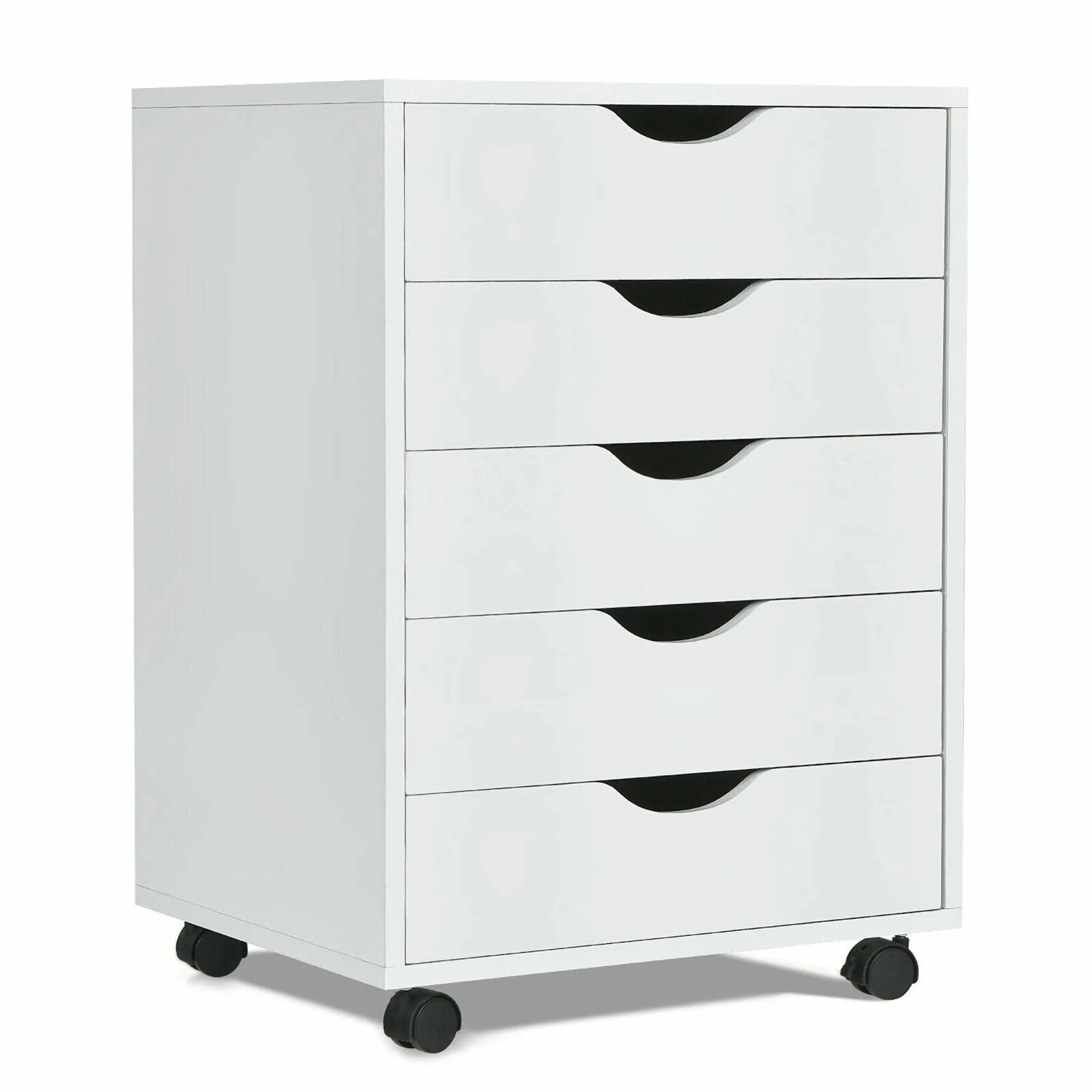 Costway 5-Drawer Wheels Chest Storage Dresser Floor Cabinet Organizer