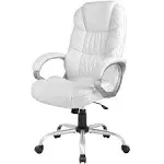 FDW Office Chair Computer High Back Adjustable Ergonomic Desk Chair Executive PU Leather Swivel Task Chair with Armrests Lumbar Support (White)