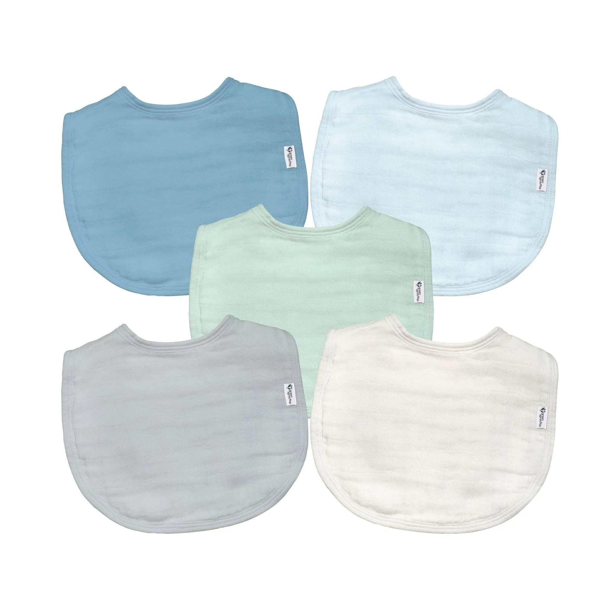 Green Sprouts 5-Pack Organic Cotton Muslin Baby Bibs Blueberry