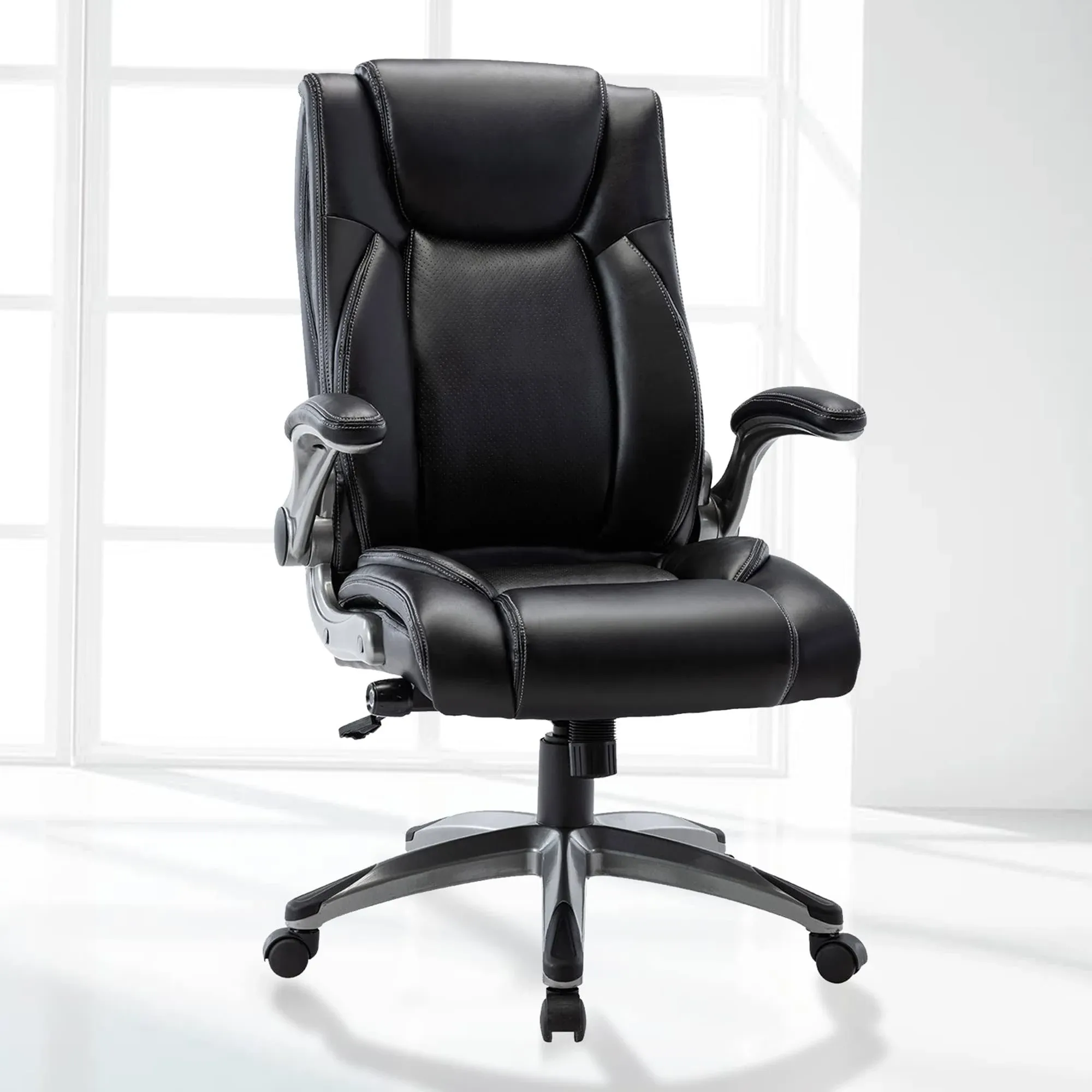 COLAMY High Back Office Chair with Flip-Up Arms, Executive Computer Desk Chair ...