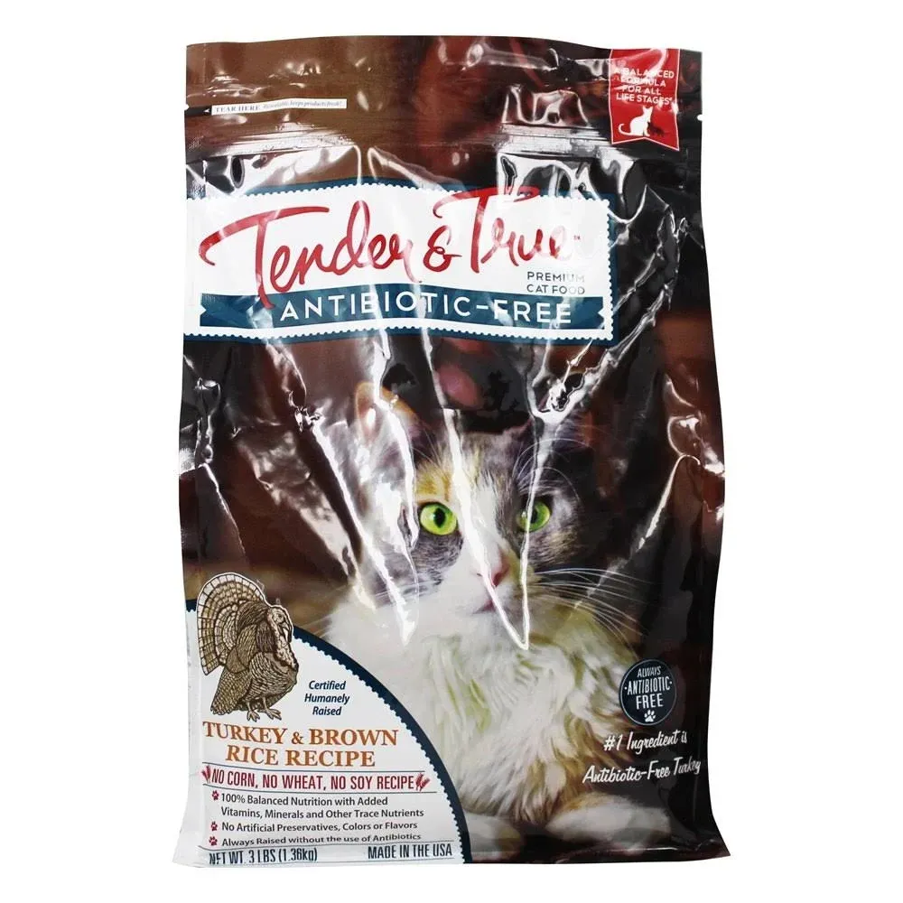 Tender & True Antibiotic-Free Turkey & Brown Rice Recipe Cat Food, 3 Pound(Pack of 1)