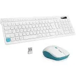 Wireless Keyboard and Mouse Combo, RECCAZR WC500 Office 2.4ghz Wireless USB Mouse Keyboard and Mouse Set for PC and Mac (White)