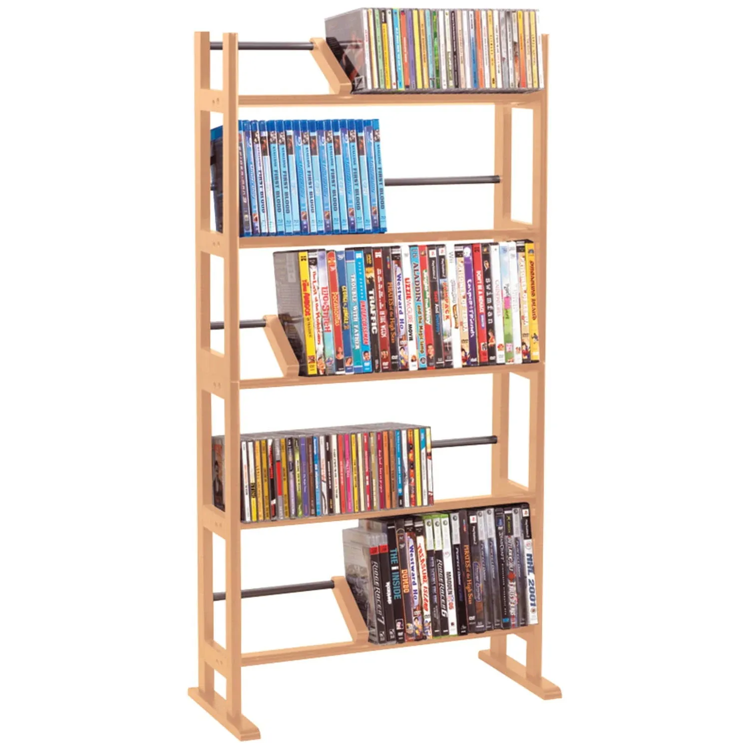 Atlantic Element Media Storage Rack - Holds Up to 230 CDs or 150 DVDs, Contemporary Wood & Metal Design with Wide Feet for Greater Stability, PN35535601 In Espresso