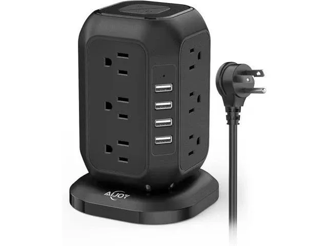 Power Strip Tower with USB Ports-AiJoy Surge Protector with 12 AC Outlet and ...