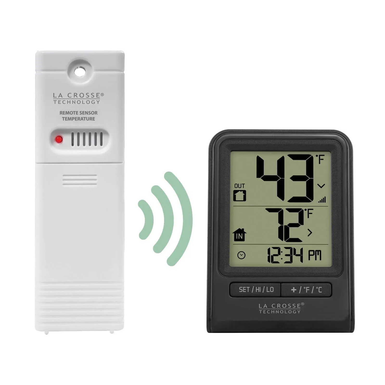 Black Wireless Temperature and Humidity Station with Time