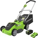 Greenworks 40V 16" Cordless Electric Lawn Mower, 4.0Ah Battery and Charger Included