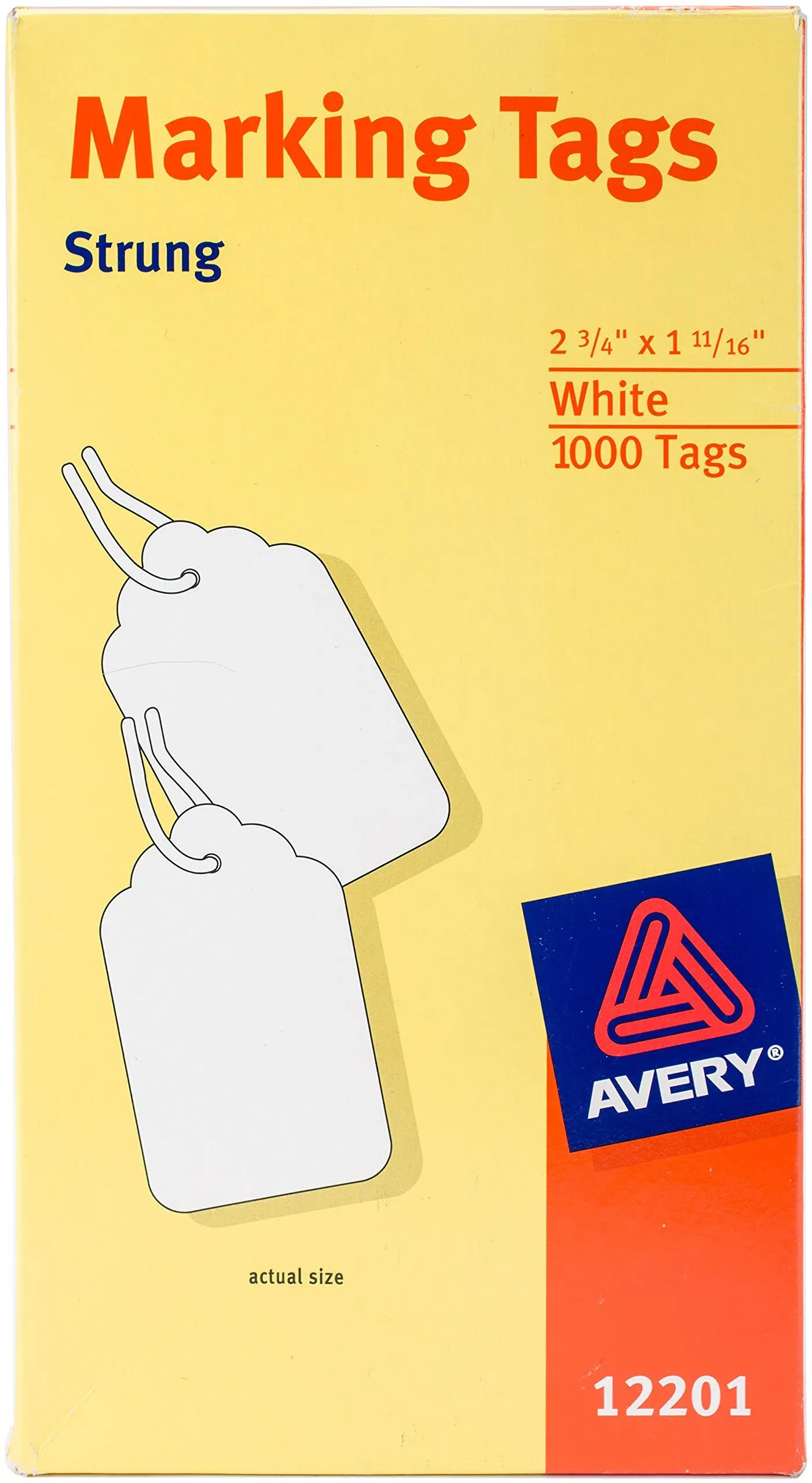 Avery Marking Tags, Strung, 2-3/4" x 1-11/16", 1,000 Tags (12201)