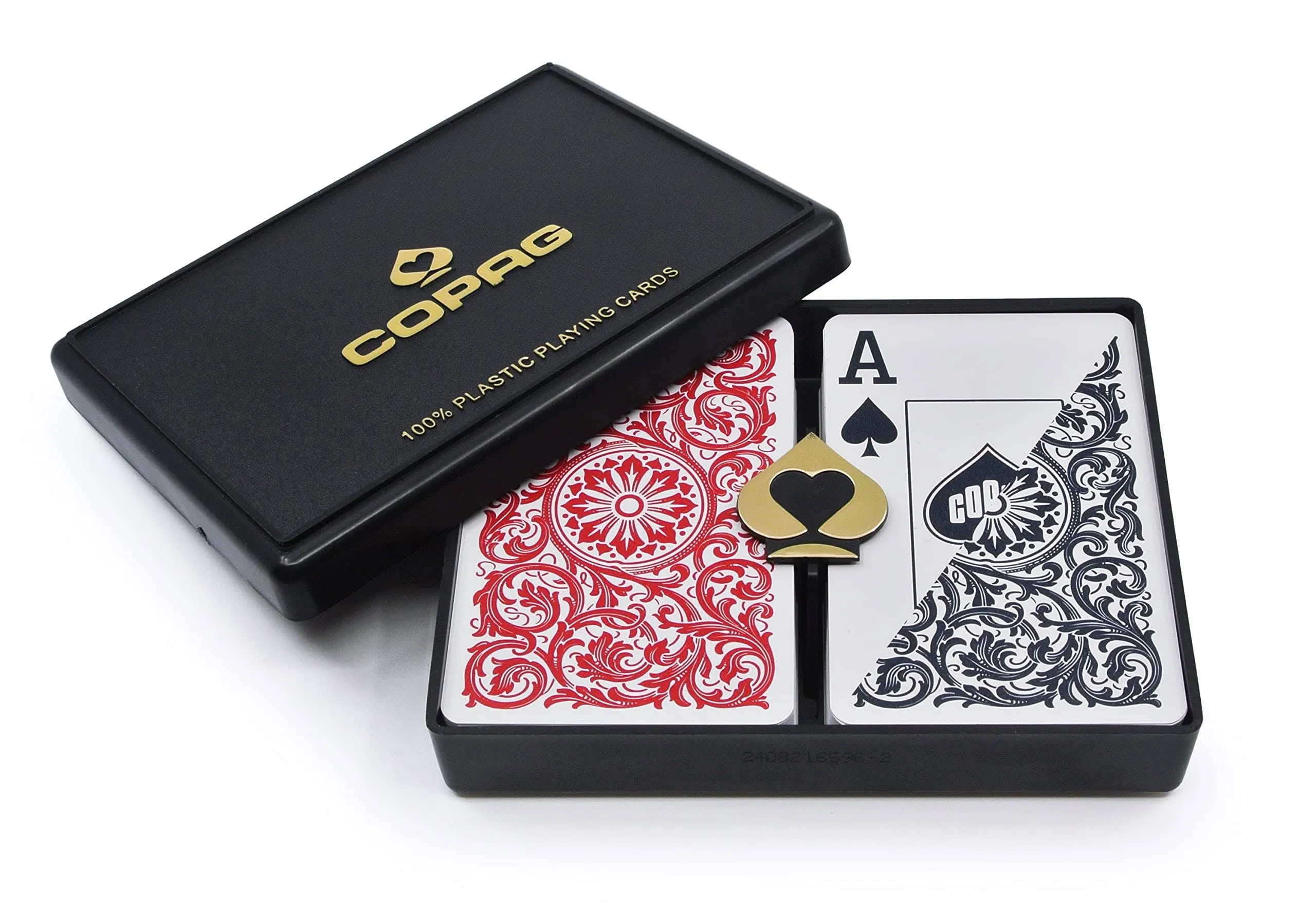 Copag 1546 100% Plastic Playing Cards - Bridge Size Jumbo Index Black/Red Double Deck Set