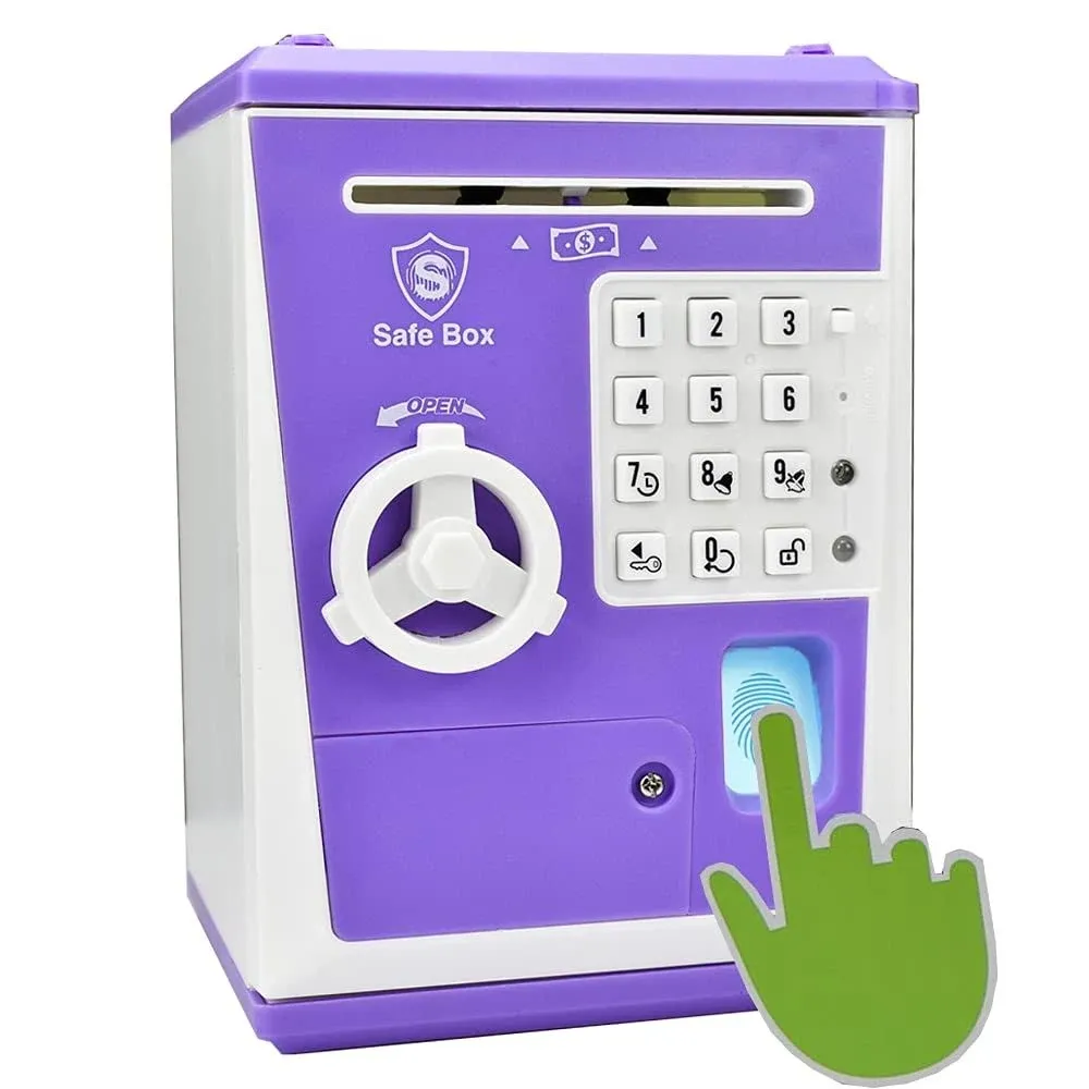 Like Toy Piggy Bank Safe Box Fingerprint ATM Bank ATM Machine Money Coin Savings ...