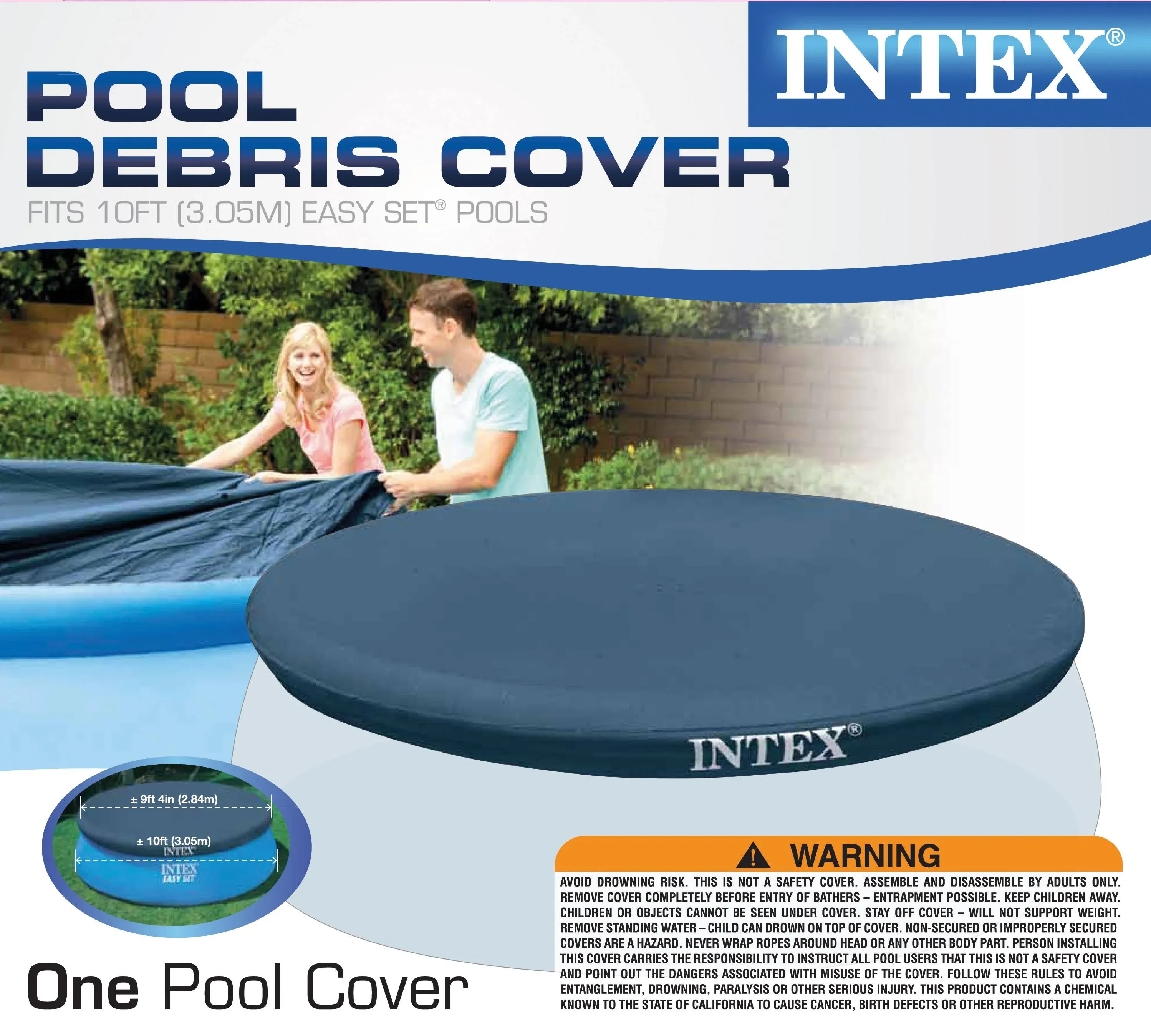 Intex Easy Set Swimming Pool Cover, Blue, 10'