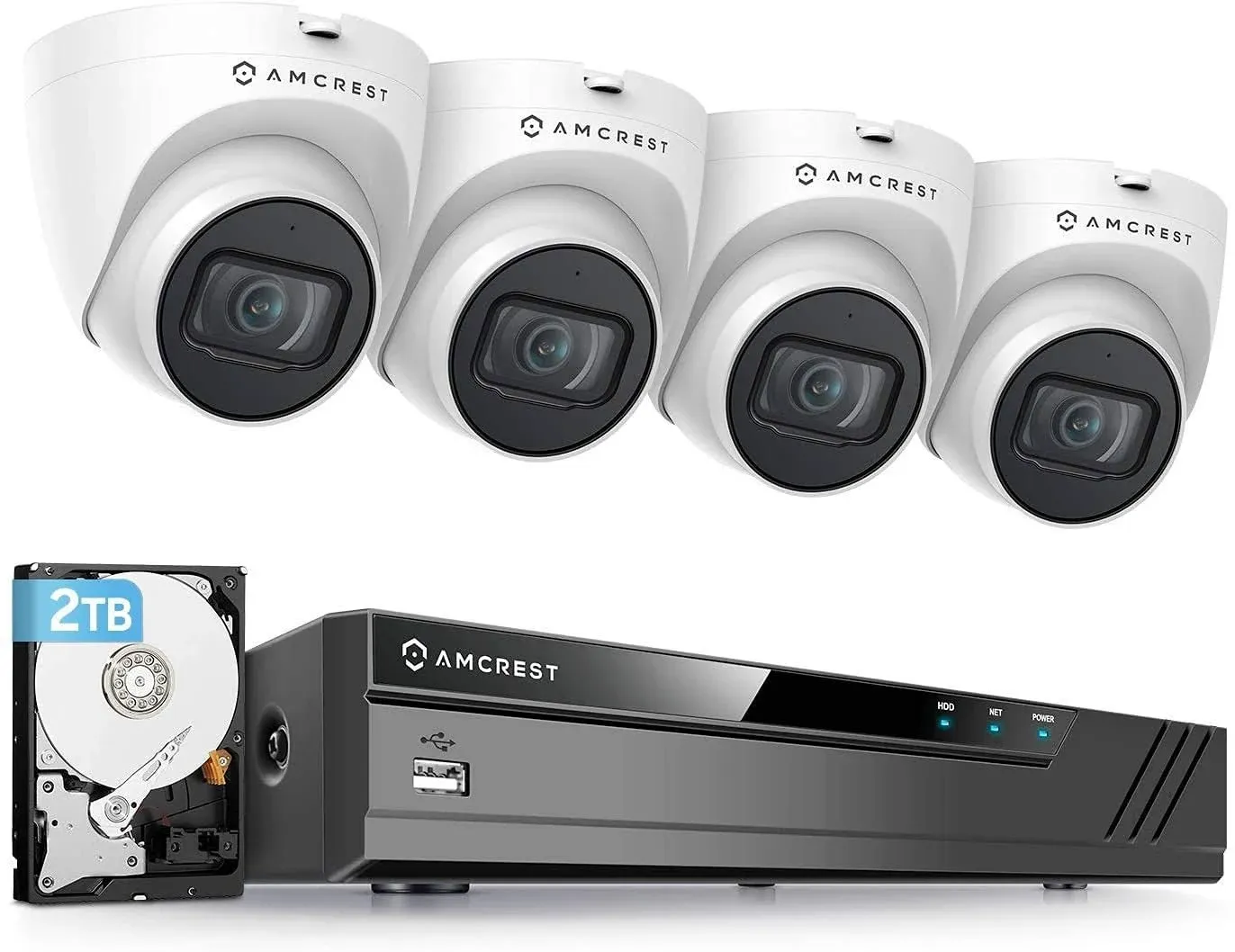 5MP POE Security Camera System Outdoor, 8CH POE NVR, 4Pcs 5MP Turret POE Cameras