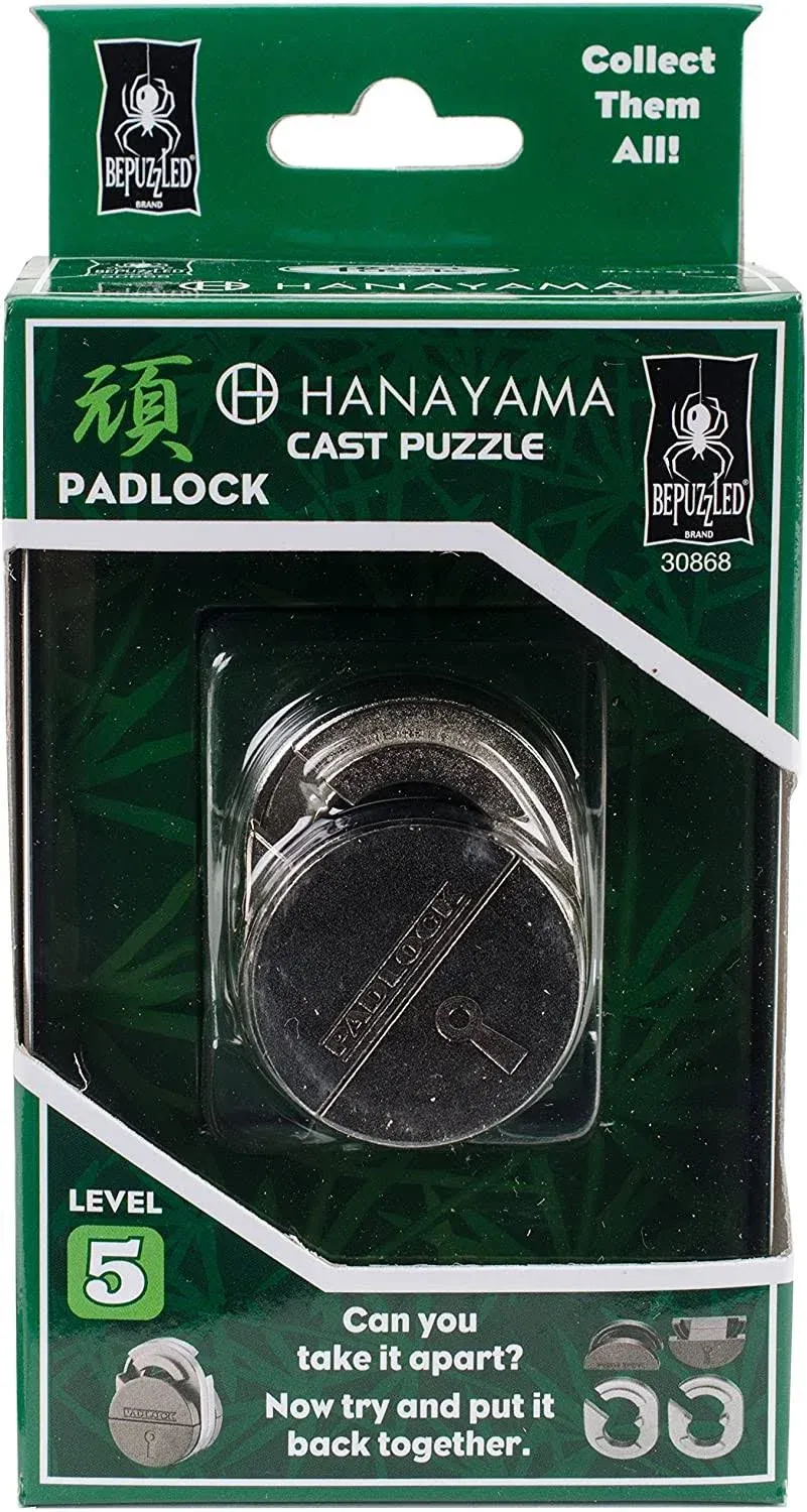 Bepuzzled Padlock Hanayama Cast Metal Brain Teaser Puzzle (Level 5) Puzzles for