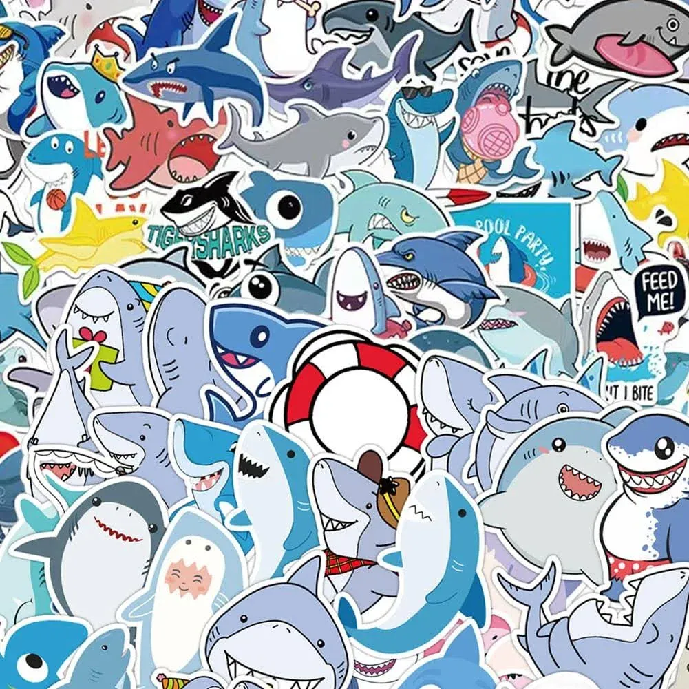 Fbowlsea 150pcs Cute Shark Stickers for Kids Toddlers Water Bottle Car Party Bags ...