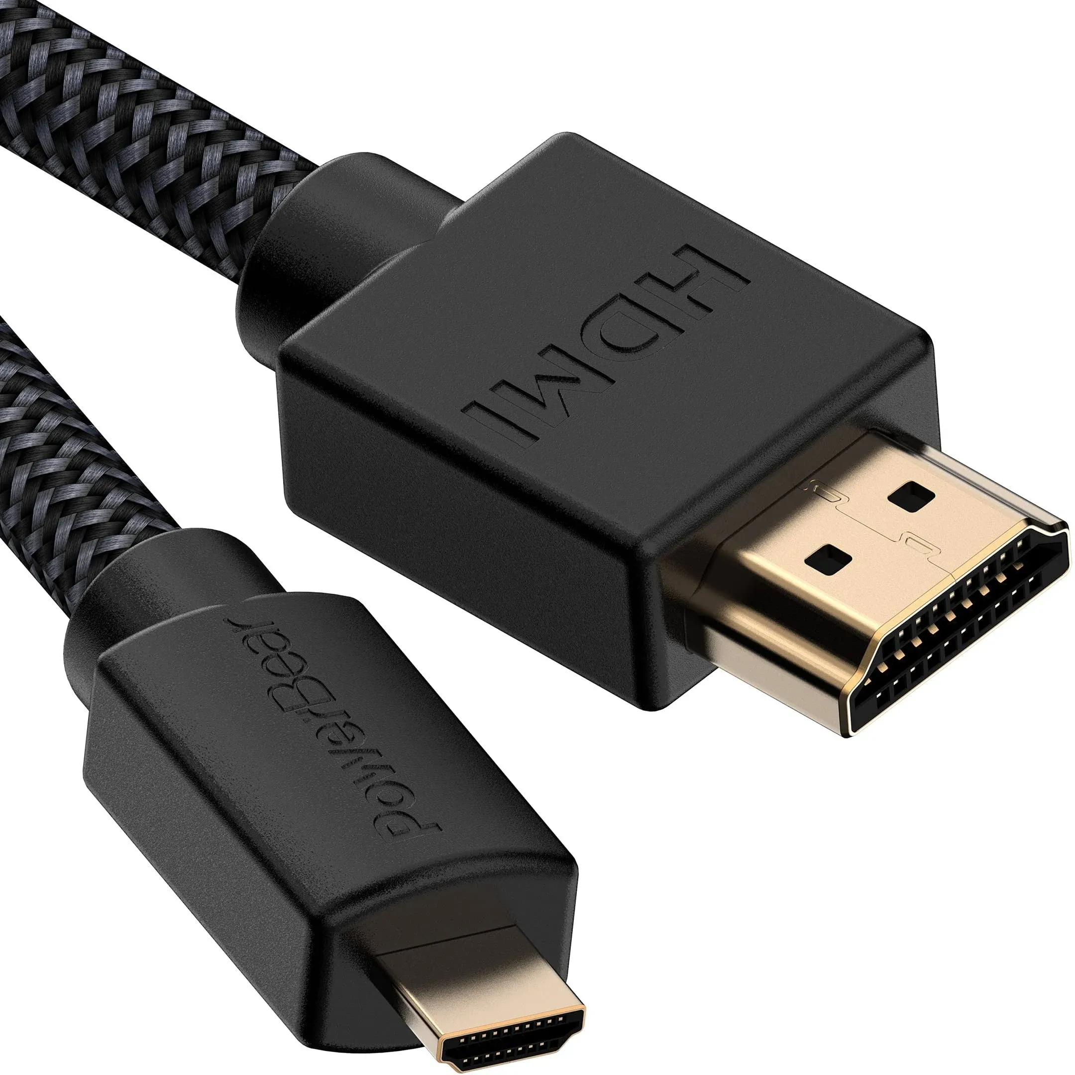 Powerbear Micro HDMI to HDMI Adapter Cable (6 Feet) 4K @ 60Hz with Ethernet & Arc ...