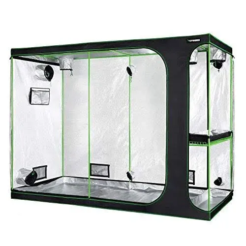 D948 2-in-1 9x4 Grow Tent, 108"x48"x80" High Reflective Mylar with Multi-Chamber and Floor Tray for Hydroponic Indoor Plant