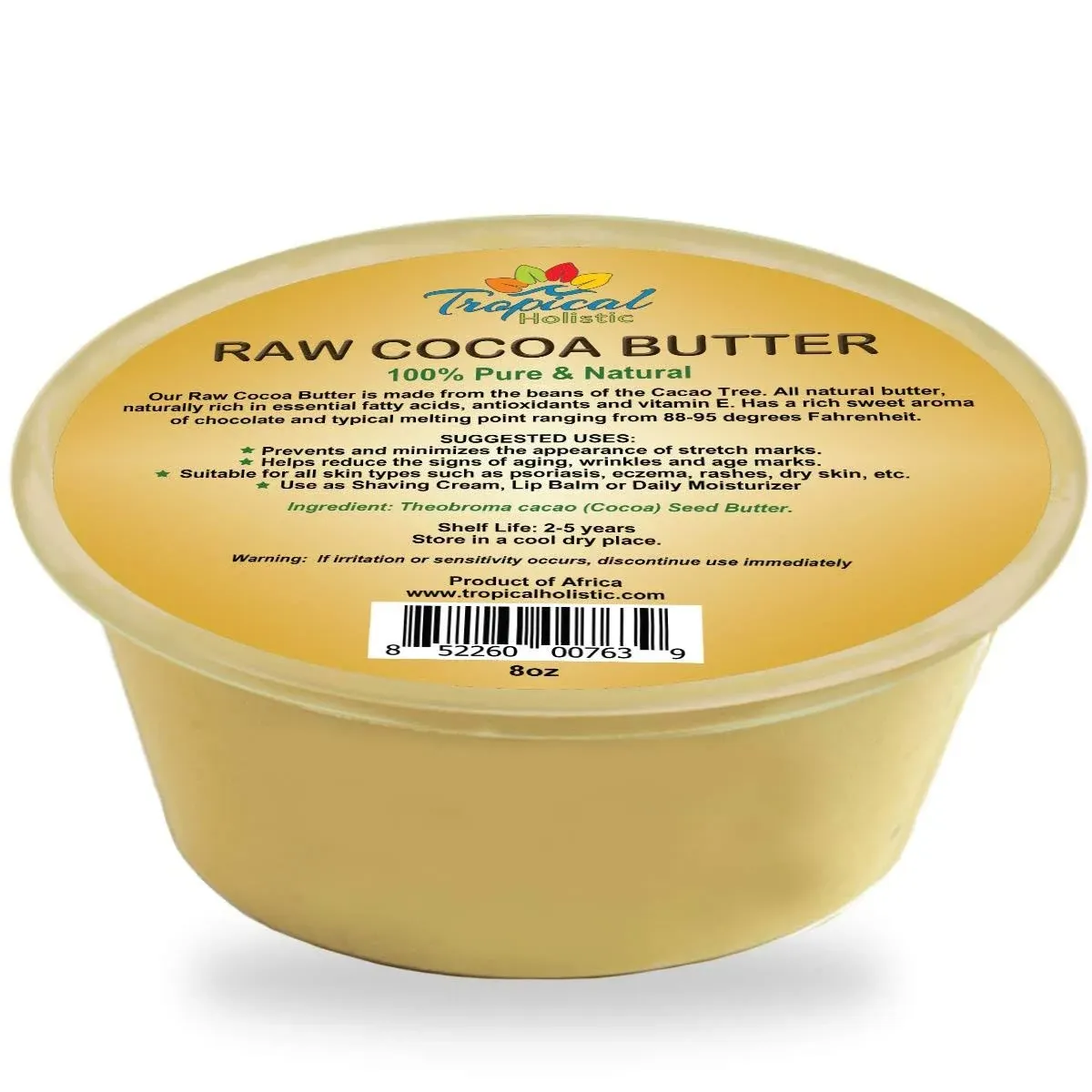 100% Pure Raw African Cocoa Butter 8oz