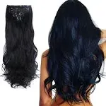 7pcs 16 Clips 24 Inch Wavy Curly Full Head Clip In On Double Weft Hair Extension