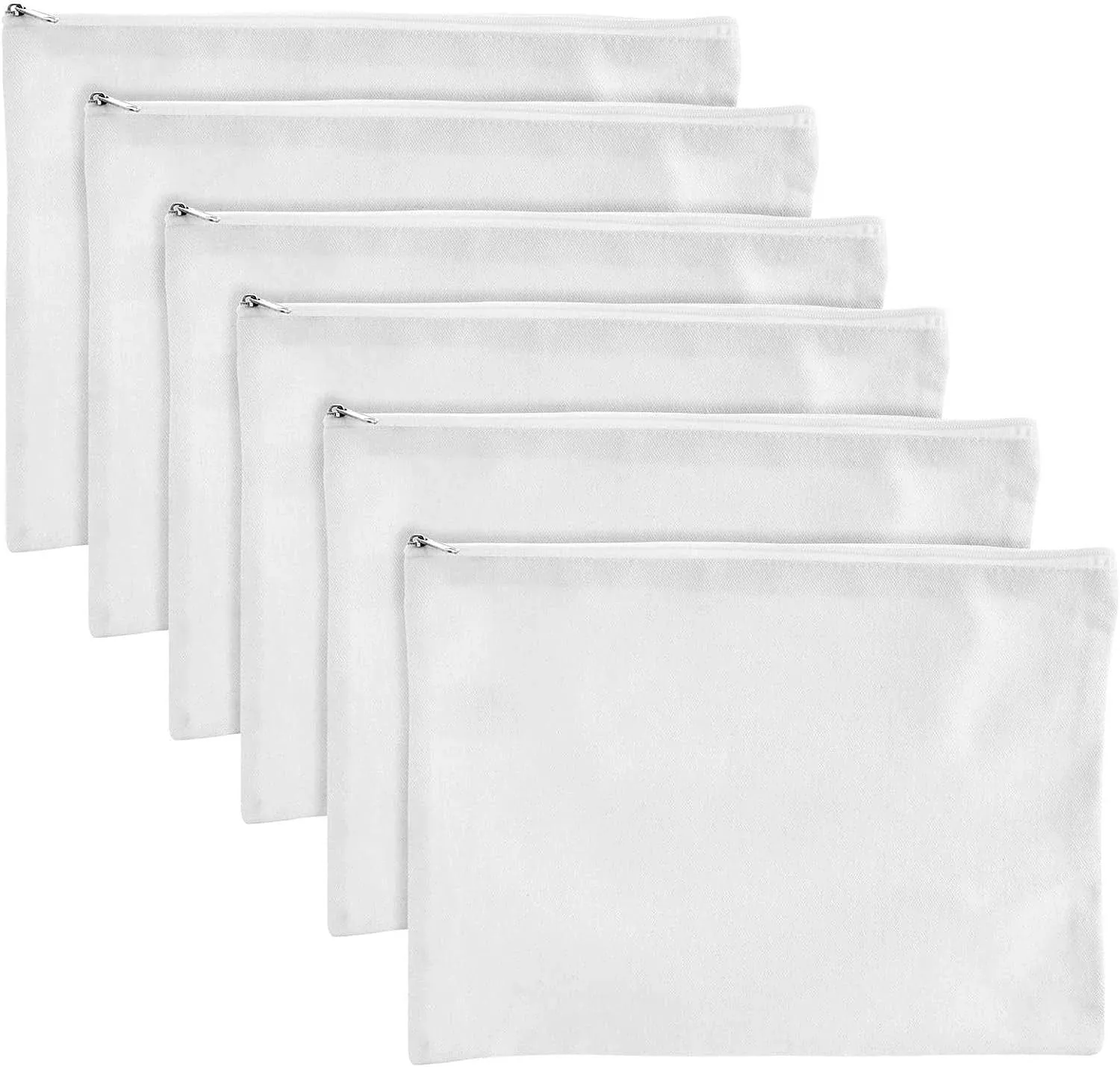 Bright Creations 6 Pack Blank Canvas Travel Makeup Bag with Zipper