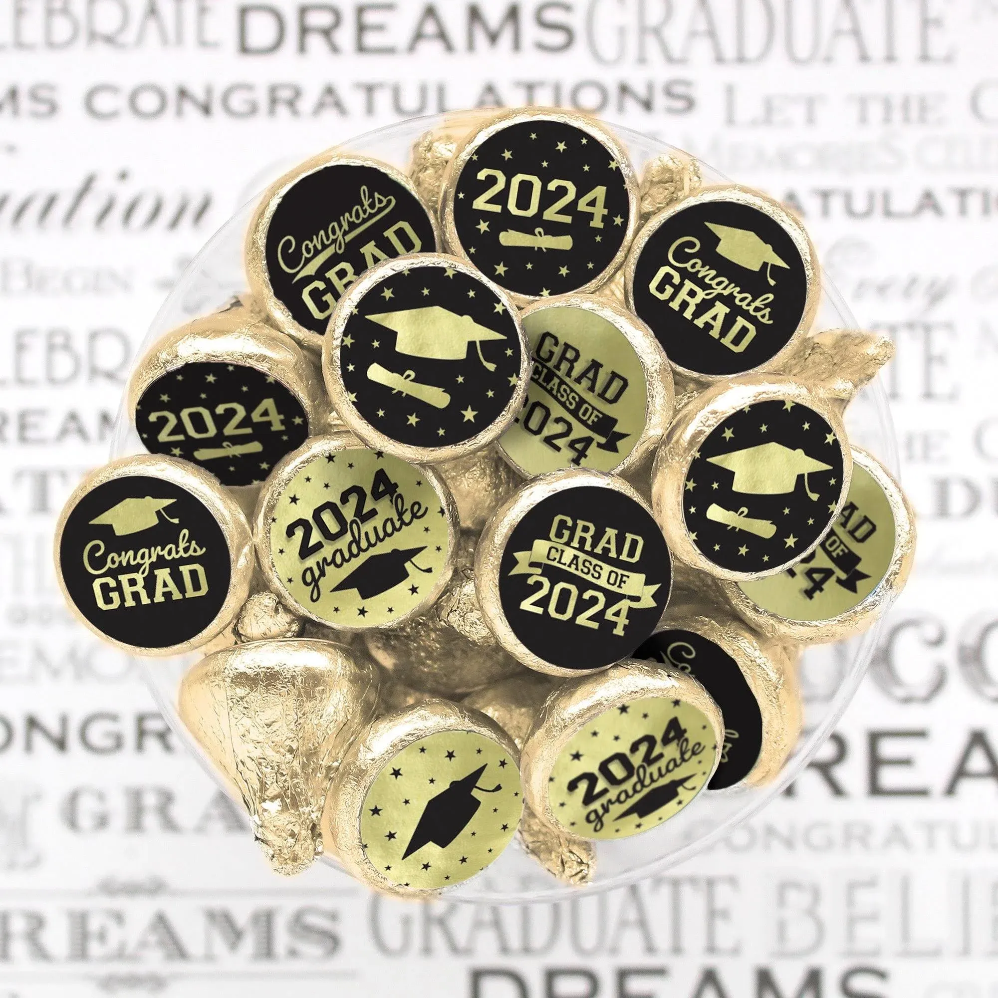 Distinctivs Black and Gold Graduation Class of 2024 Party Favor Stickers, 180 ...