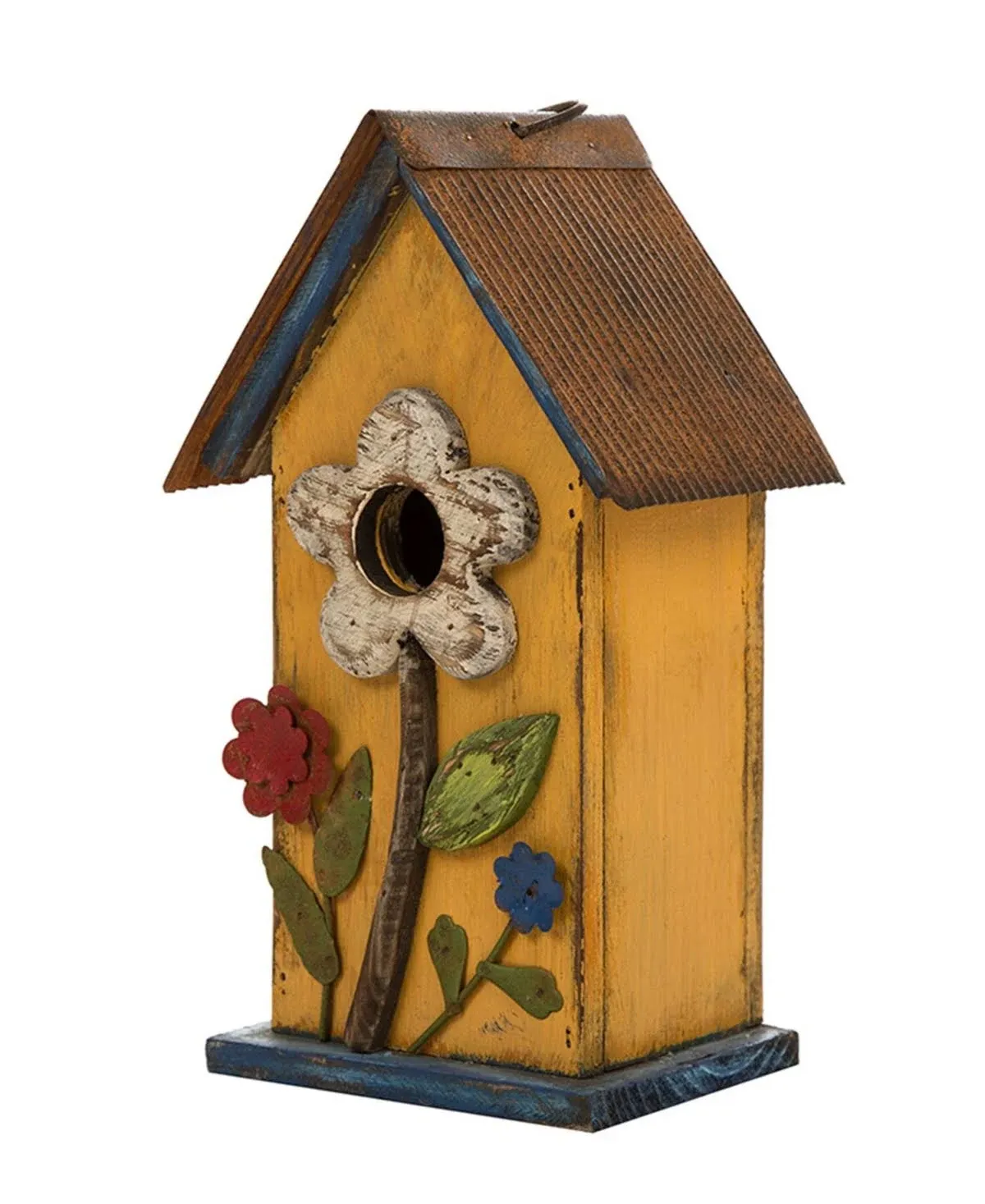 Yellow Flower Wood Birdhouse