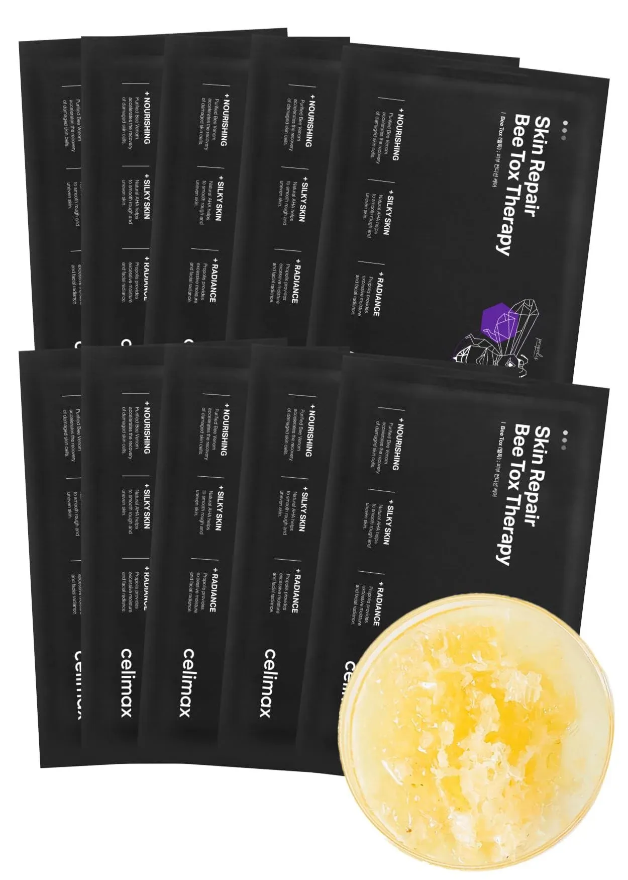 CELIMAX Skin Repair BeeTox Therapy Sheet Mask - Box of 10 Masks - Skin Repair